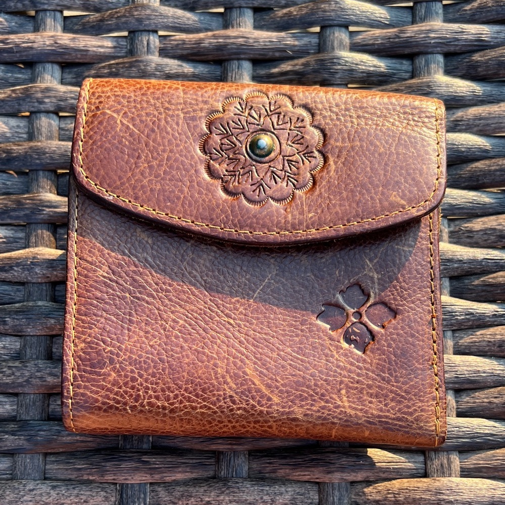 Patricia Nash Brown Leather Wallet with Floral Design